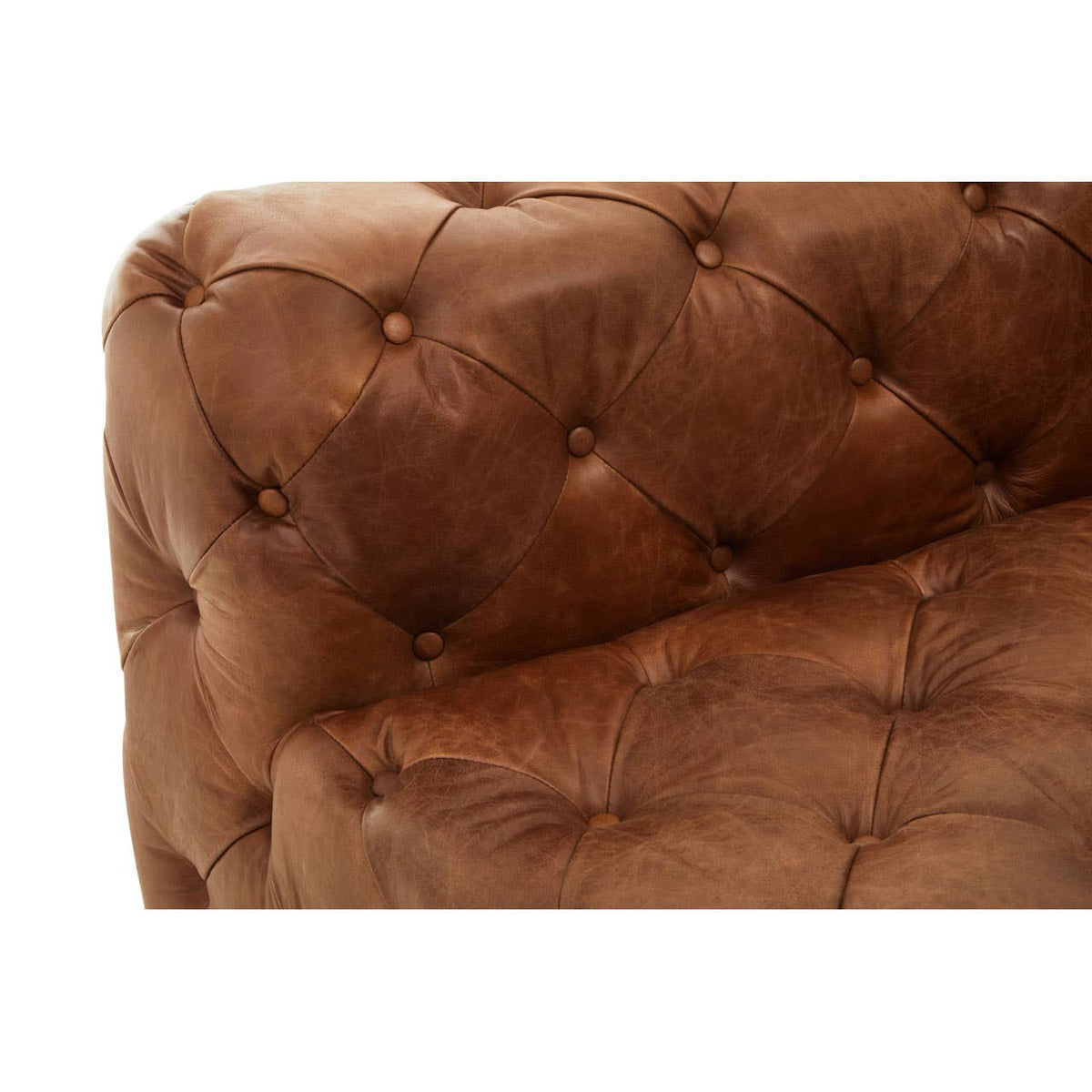 Hoxton Tufted Leather Left Arm Sofa.