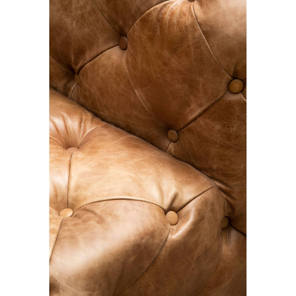 Hoxton Tufted Leather Left Arm Sofa.
