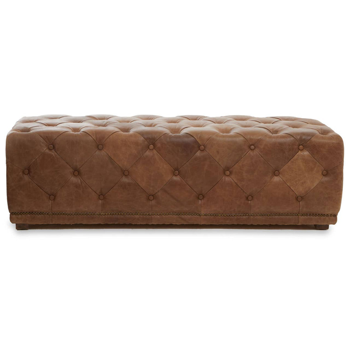 Hoxton Tufted Leather Rectangle Ottoman.