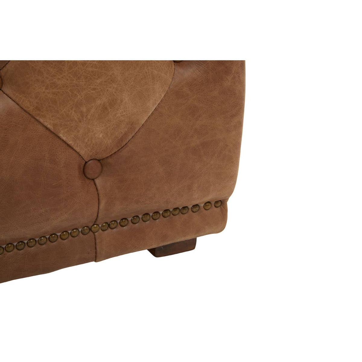 Hoxton Tufted Leather Rectangle Ottoman.
