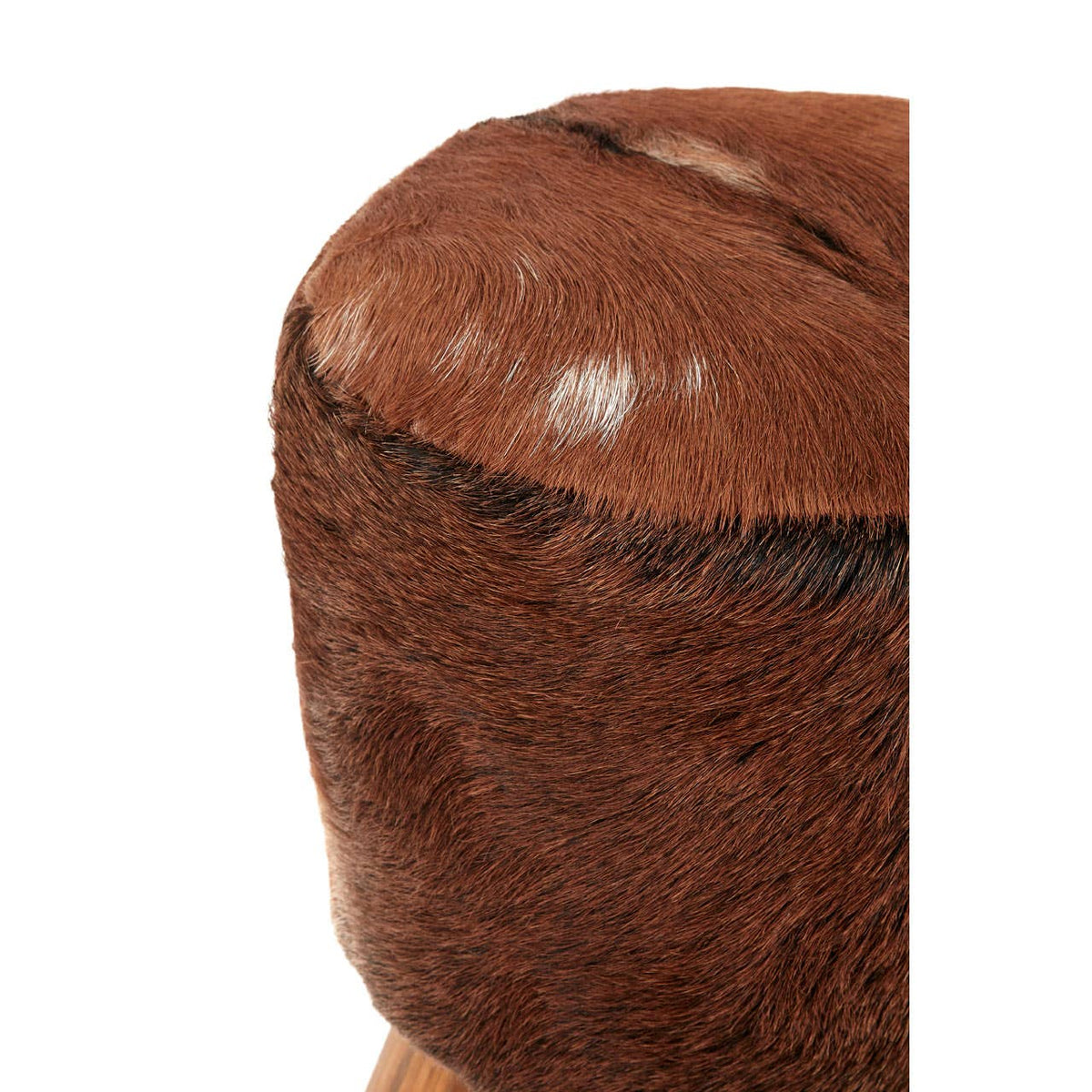Inca Brown Goat Hide Round Stool.