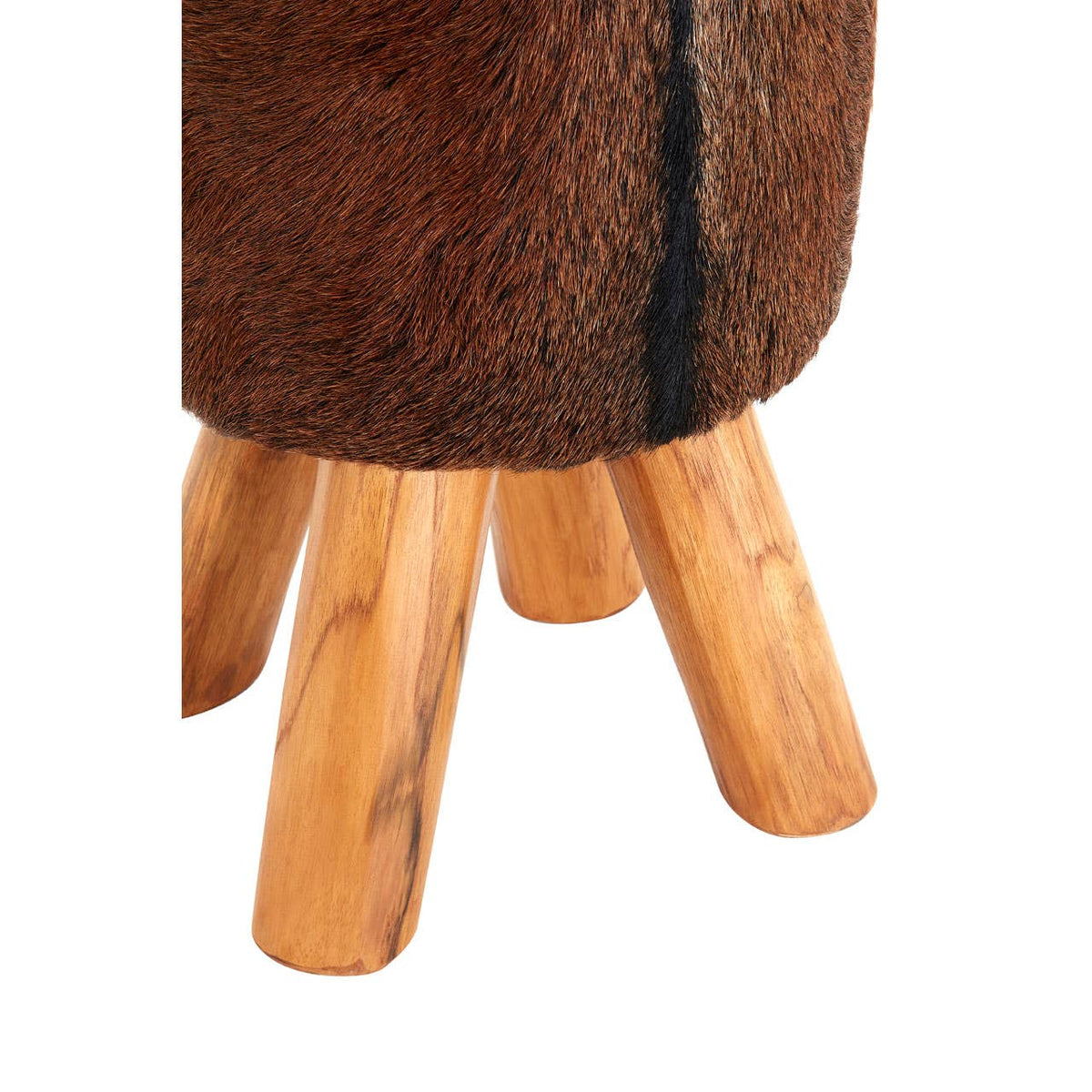 Inca Brown Goat Hide Round Stool.