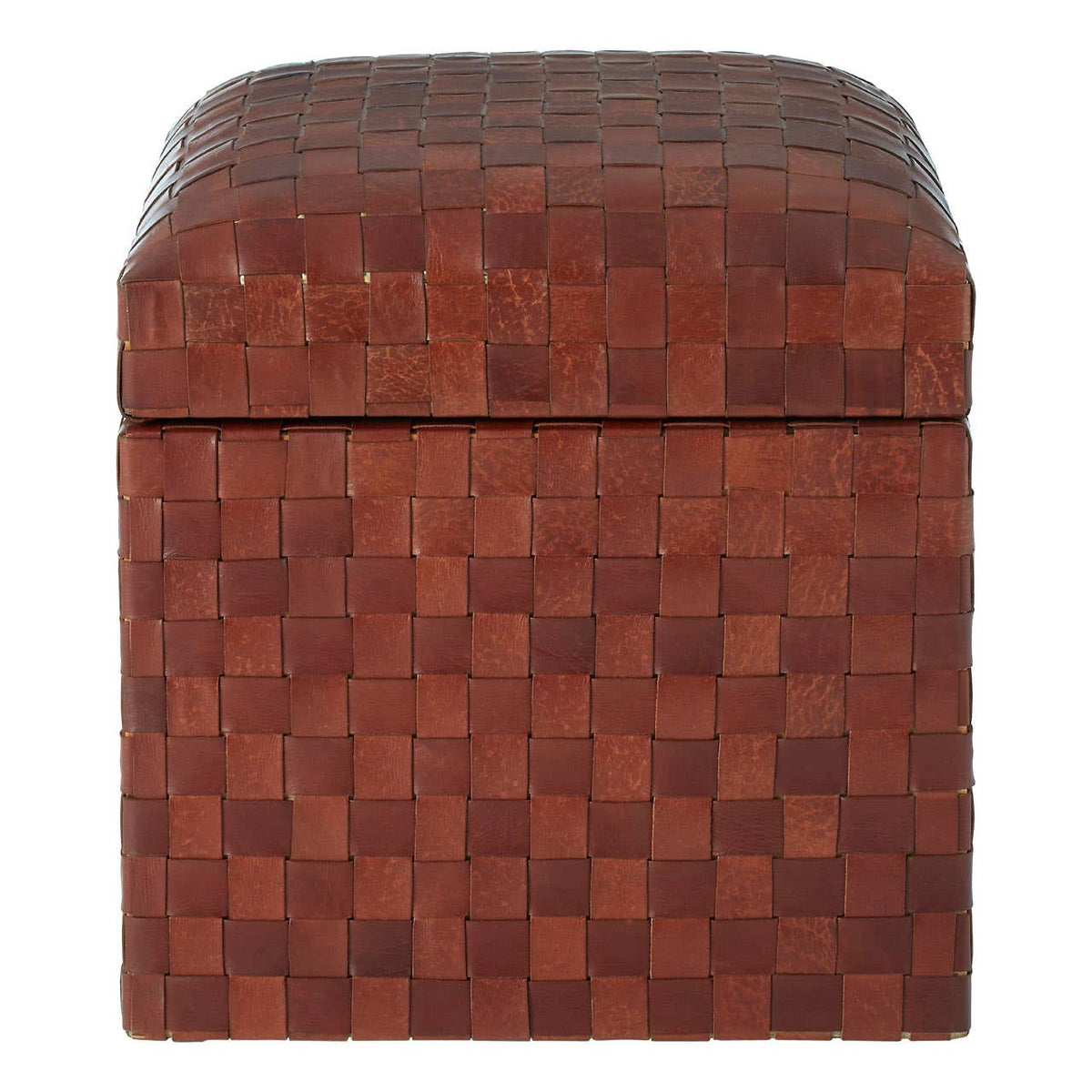 Inca Genuine Brown Leather Storage Stool.