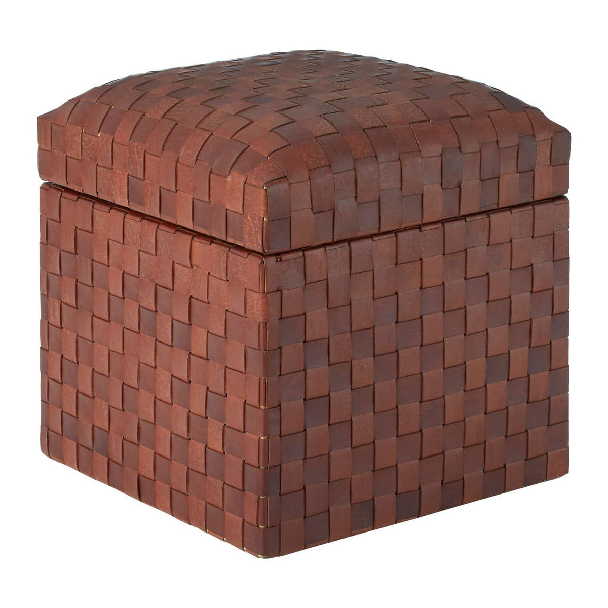 Inca Genuine Brown Leather Storage Stool.