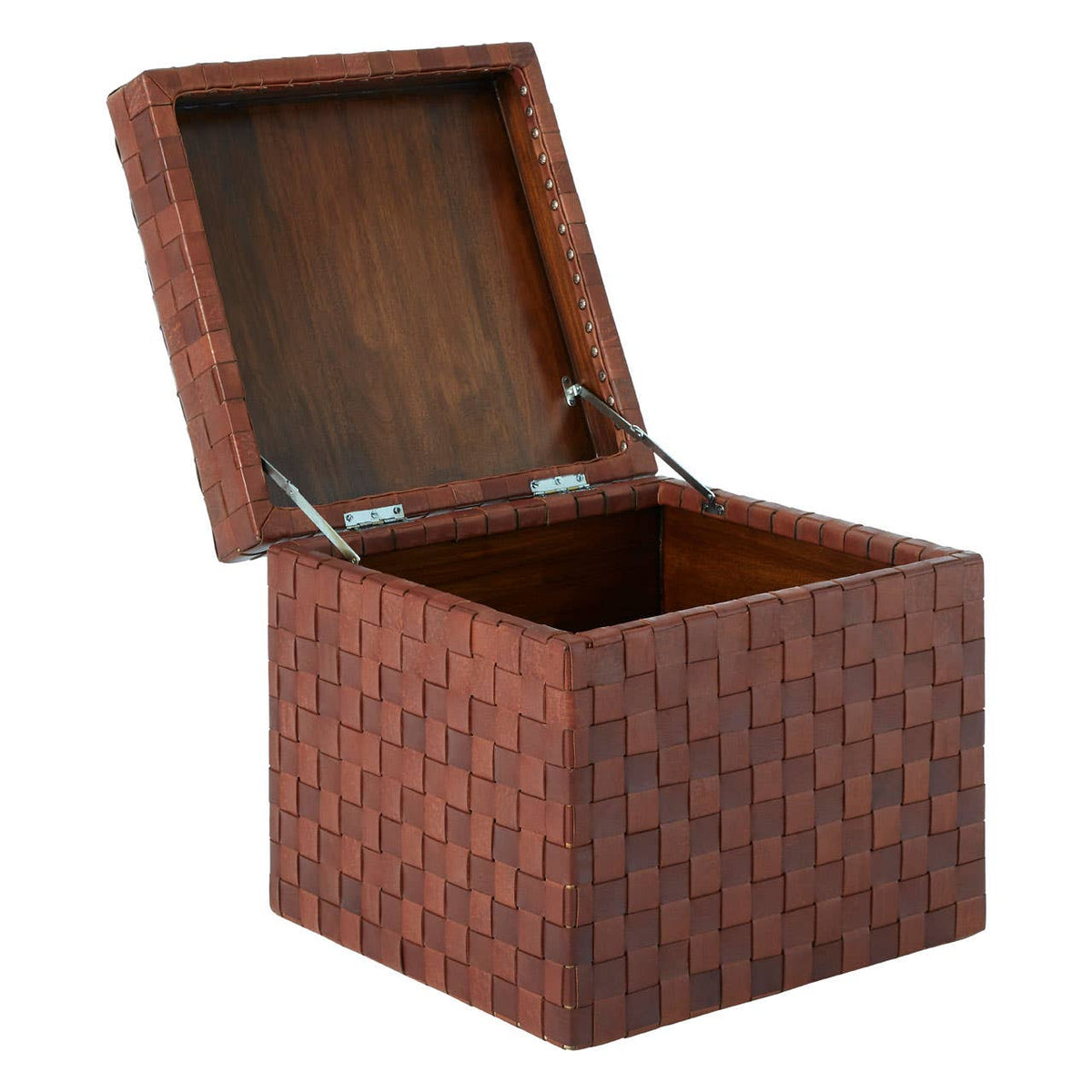 Inca Genuine Brown Leather Storage Stool.