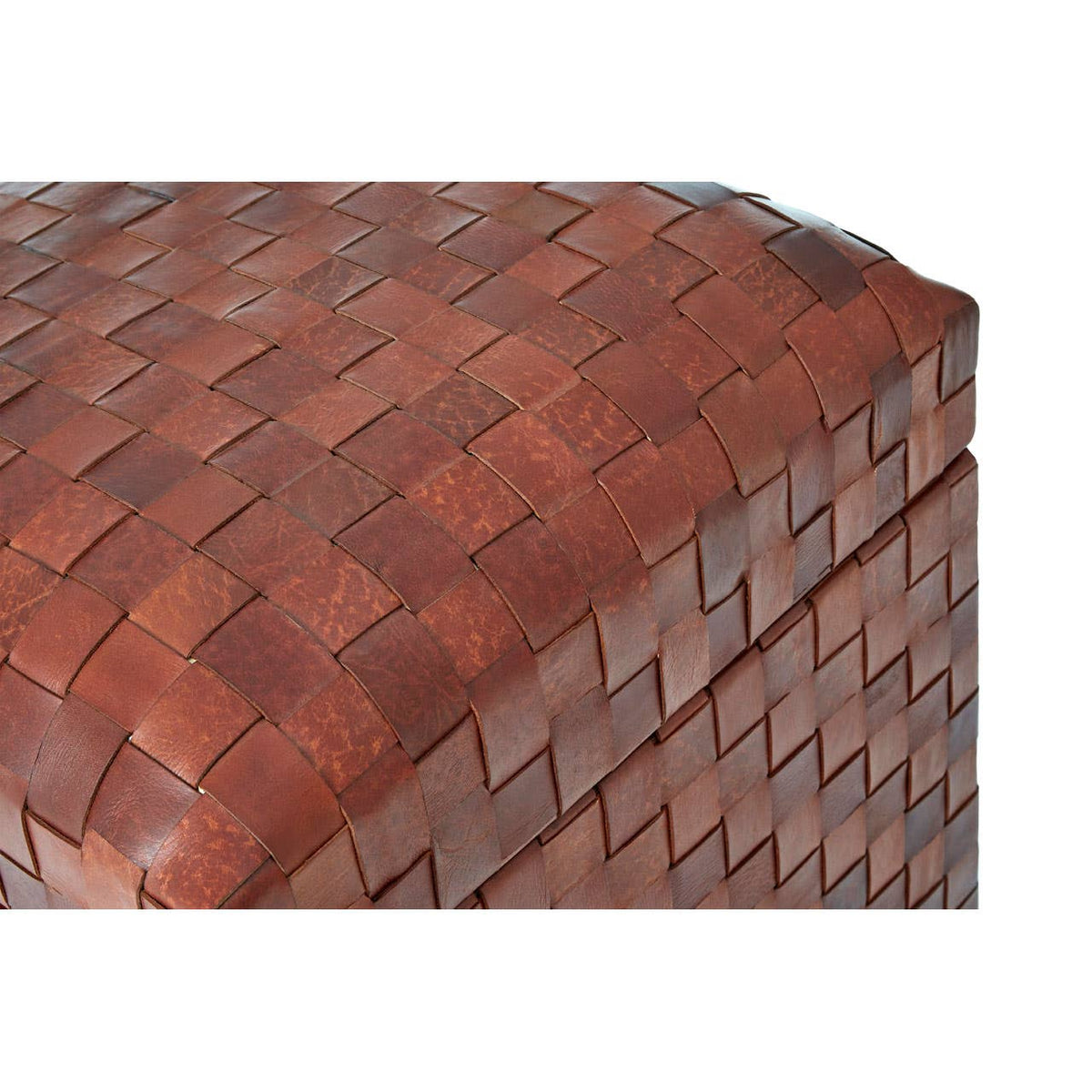 Inca Genuine Brown Leather Storage Stool.