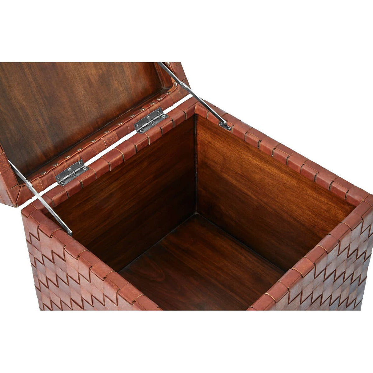 Inca Genuine Brown Leather Storage Stool.