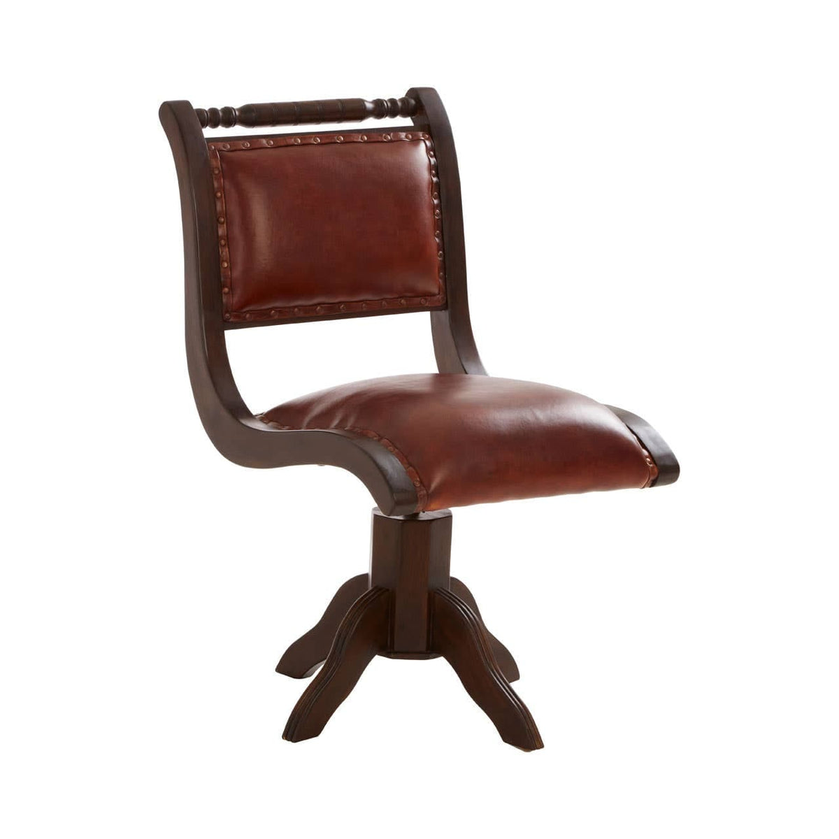 Inca Teak And Brown Swivel Chair.