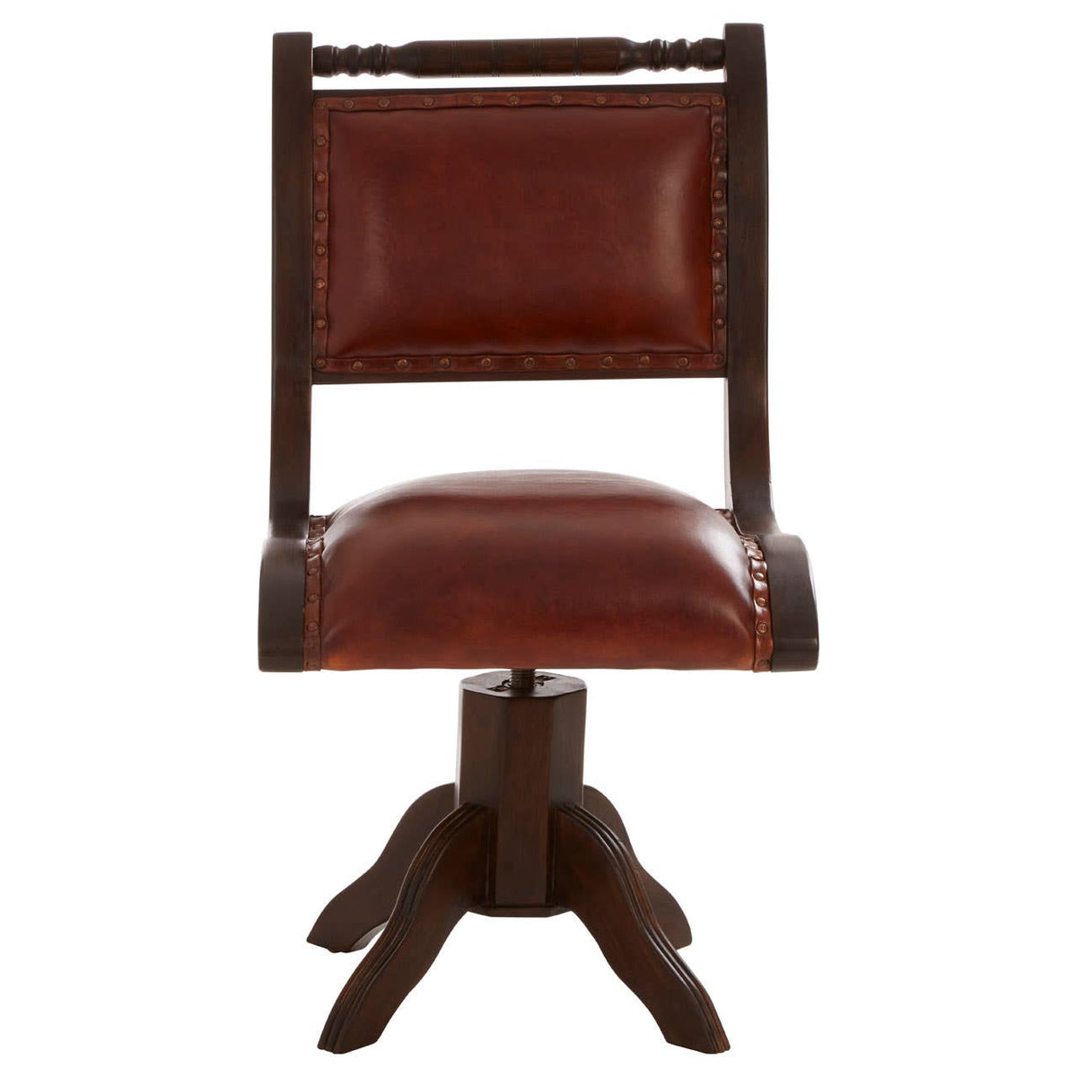 Inca Teak And Brown Swivel Chair.