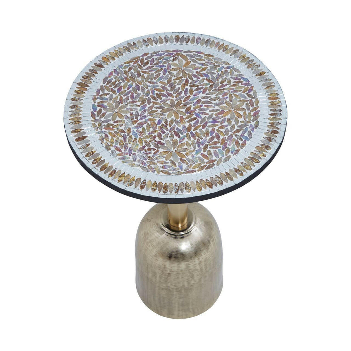 Inventivo Mosaic Top Gold Base Side Table.