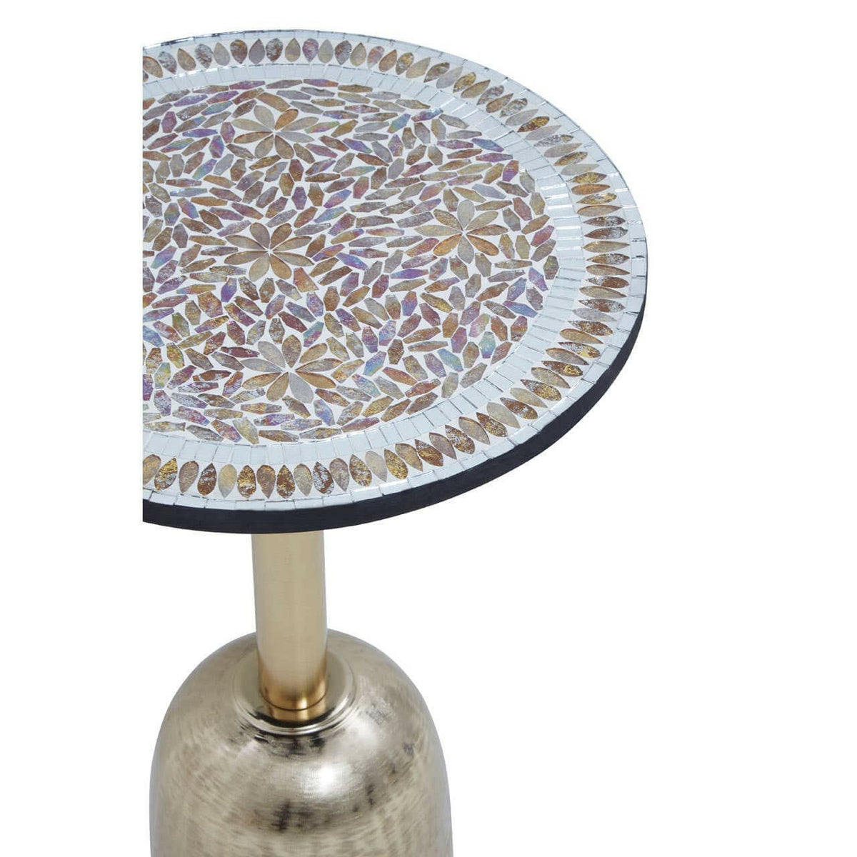 Inventivo Mosaic Top Gold Base Side Table.