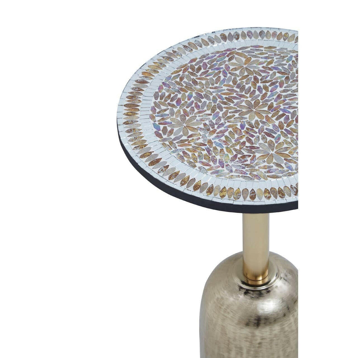 Inventivo Mosaic Top Gold Base Side Table.