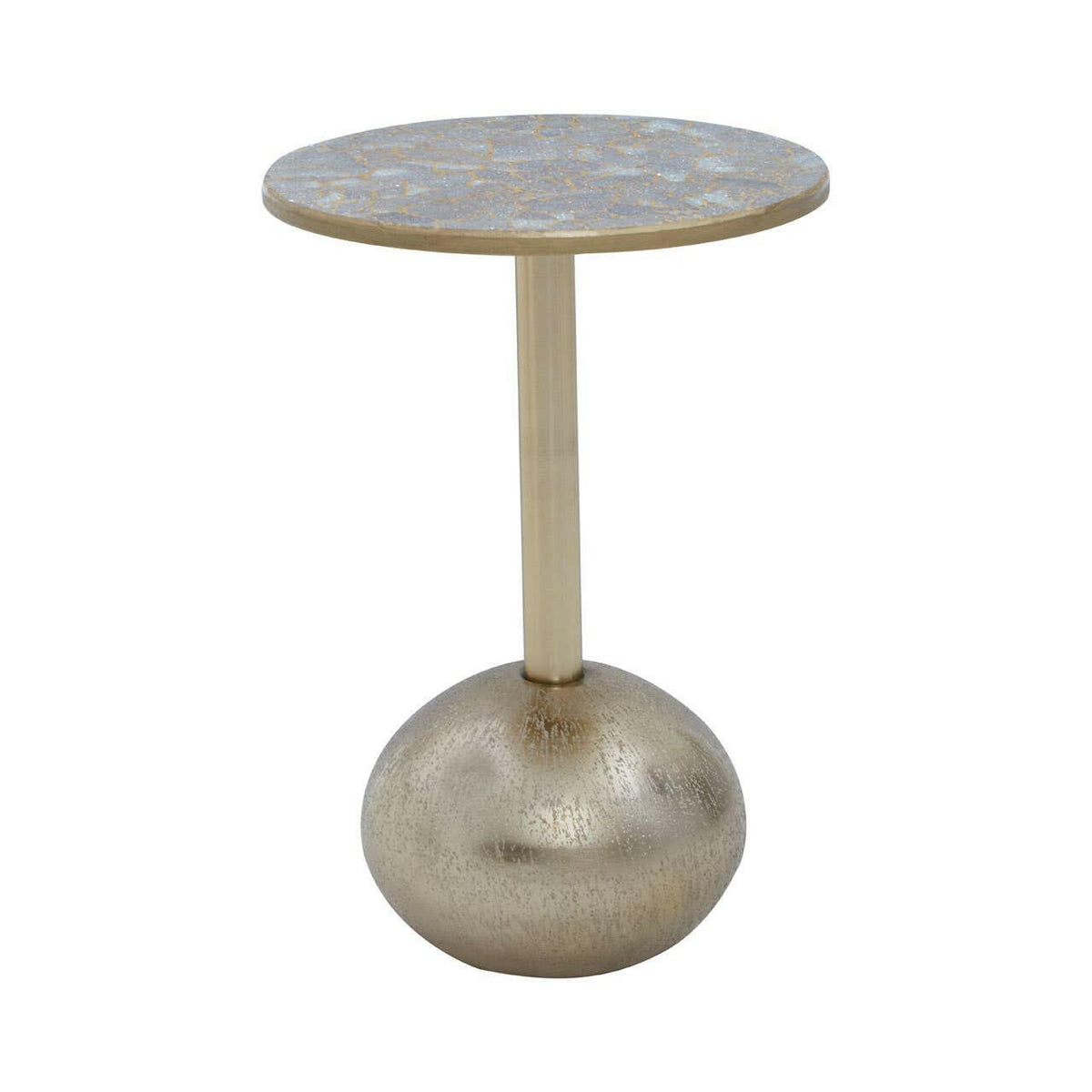 Inventivo Mosaic Top Gold Finish Side Table.