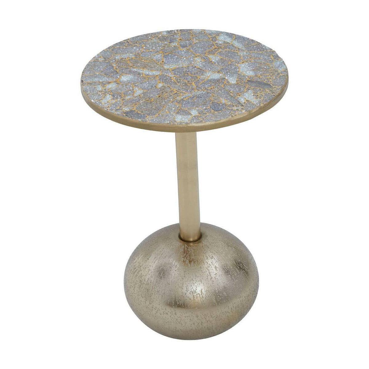 Inventivo Mosaic Top Gold Finish Side Table.