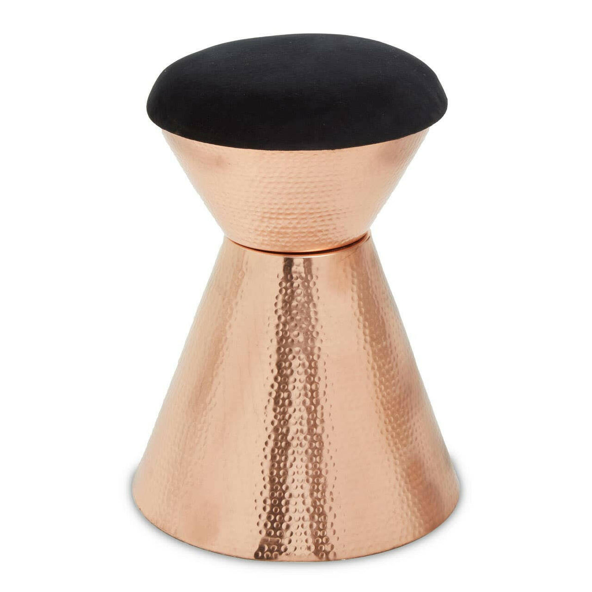 Jaipur Black Velvet And Copper Finish Stool.