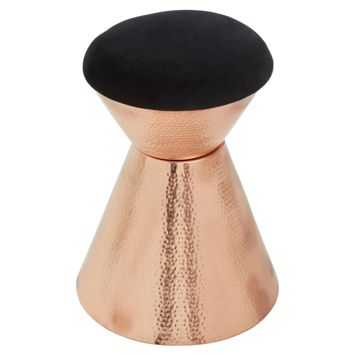 Jaipur Black Velvet And Copper Finish Stool.