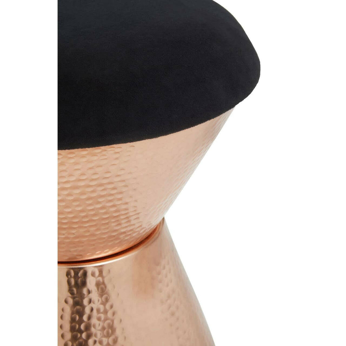Jaipur Black Velvet And Copper Finish Stool.