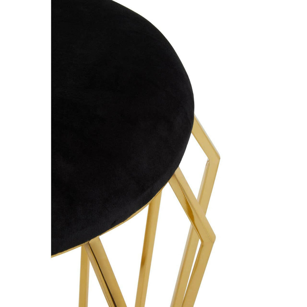 Jaipur Black Velvet And Gold Finish Stool.