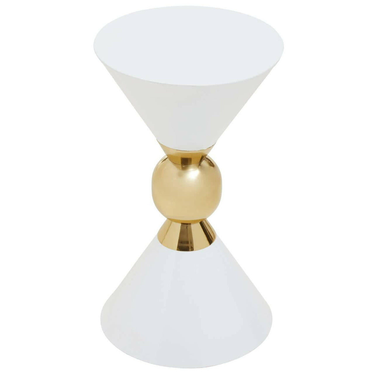 Jaipur White And Gold Finish Side Table.