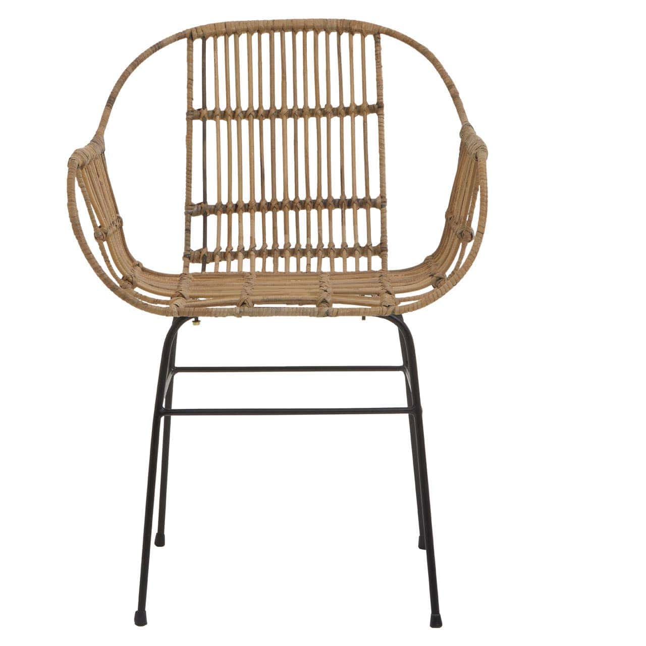 Noosa & Co. Living Java Natural Rattan With Black Metal Armchair Chair House of Isabella UK