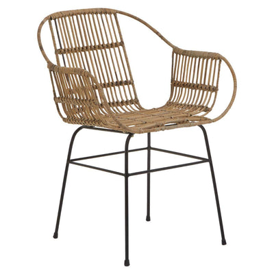 Noosa & Co. Living Java Natural Rattan With Black Metal Armchair Chair House of Isabella UK