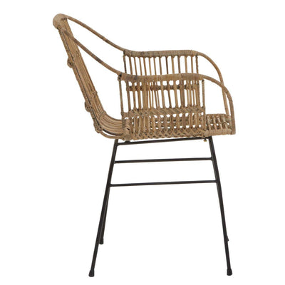 Noosa & Co. Living Java Natural Rattan With Black Metal Armchair Chair House of Isabella UK