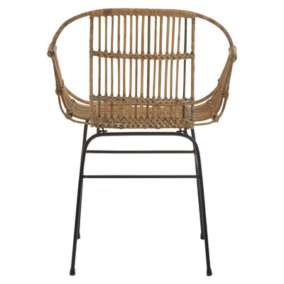 Noosa & Co. Living Java Natural Rattan With Black Metal Armchair Chair House of Isabella UK