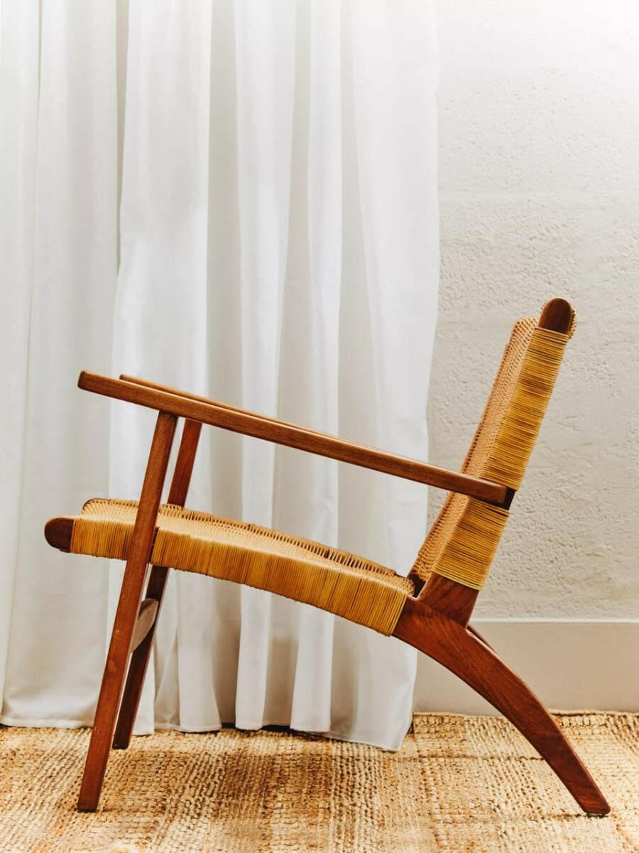 Java Woven Chair In Brown Natural Rattan.