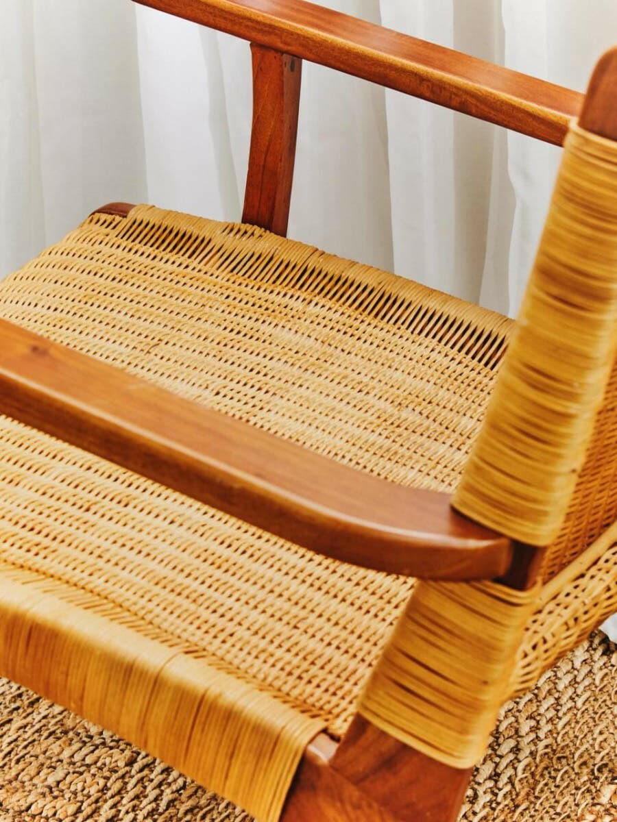 Java Woven Chair In Brown Natural Rattan.