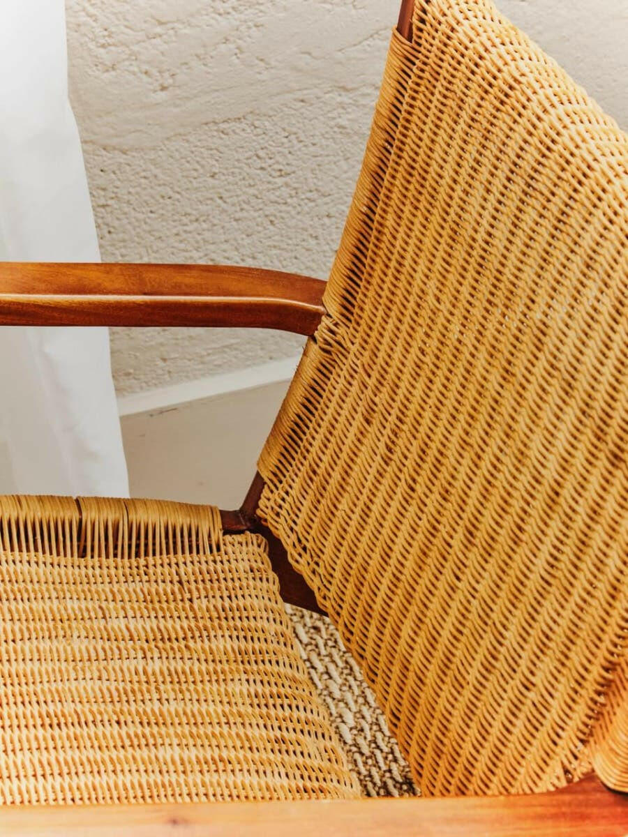 Java Woven Chair In Brown Natural Rattan.
