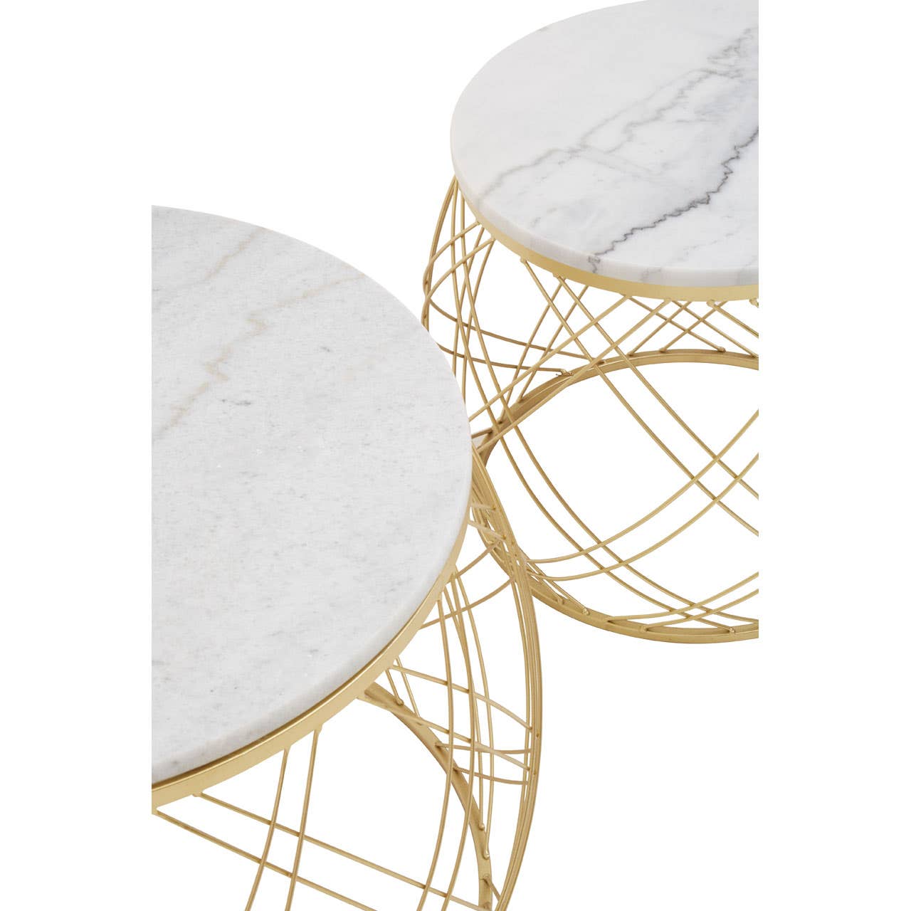 Noosa & Co. Living Jodie Set Of Two Side Tables With White Marble And Gold Frame House of Isabella UK