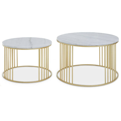 Noosa & Co. Living Jodie Set Of Two White Marble And Gold Frame Table House of Isabella UK