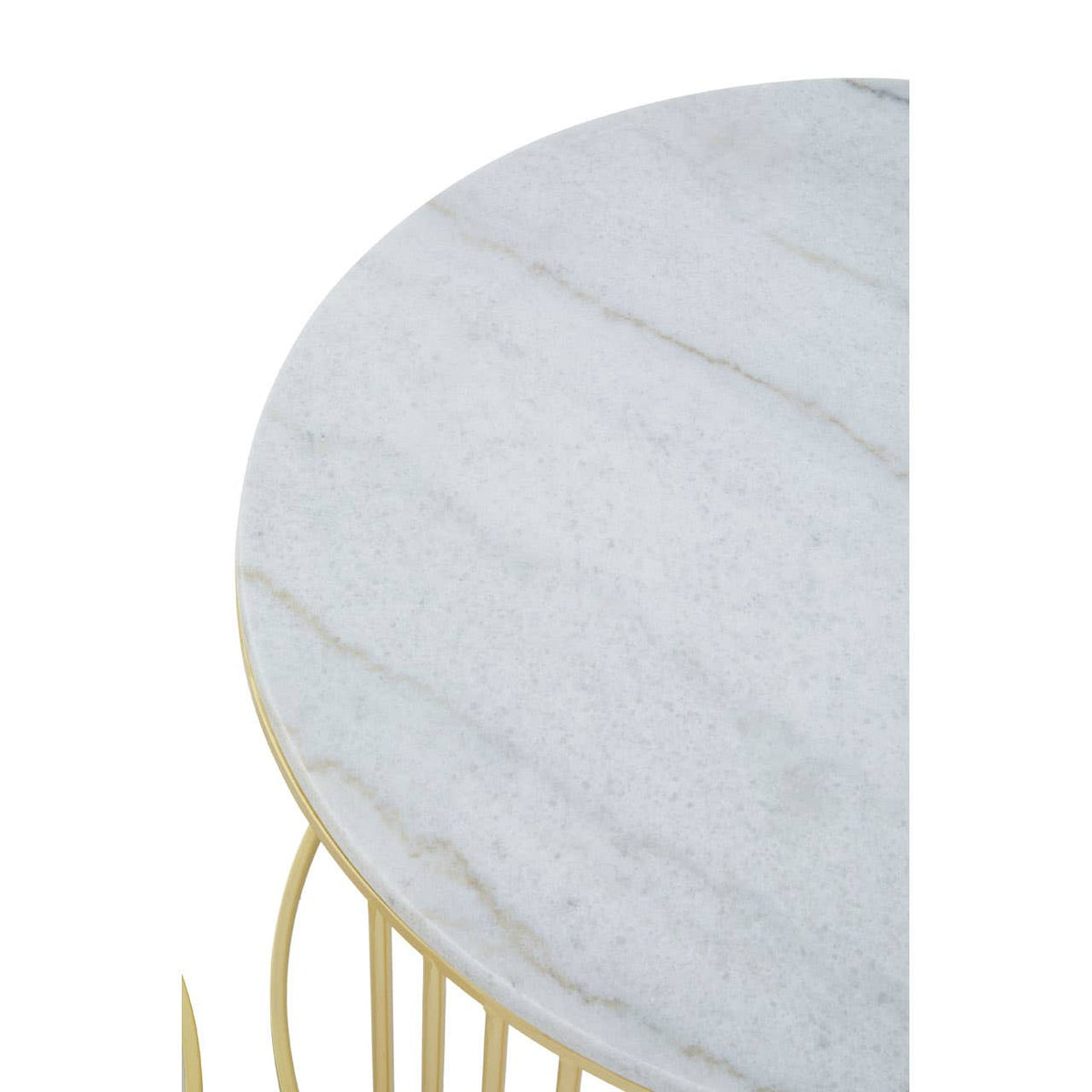 Jodie Set Of Two White Marble And Gold Frame Table.