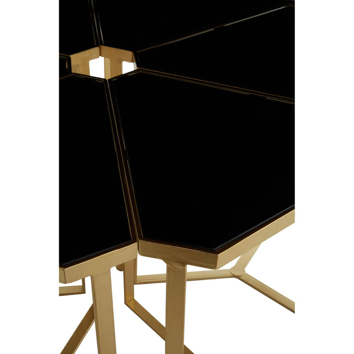 Jodie Six Piece Black Top And Gold Frame Table Set.