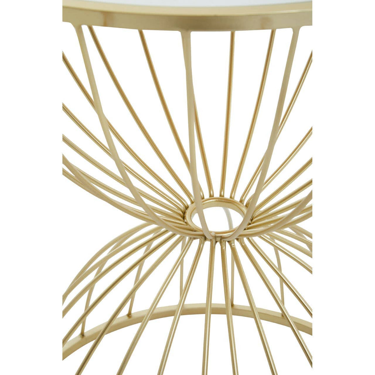 Jolie Hourglass Mirrored Top Gold Frame Side Table.