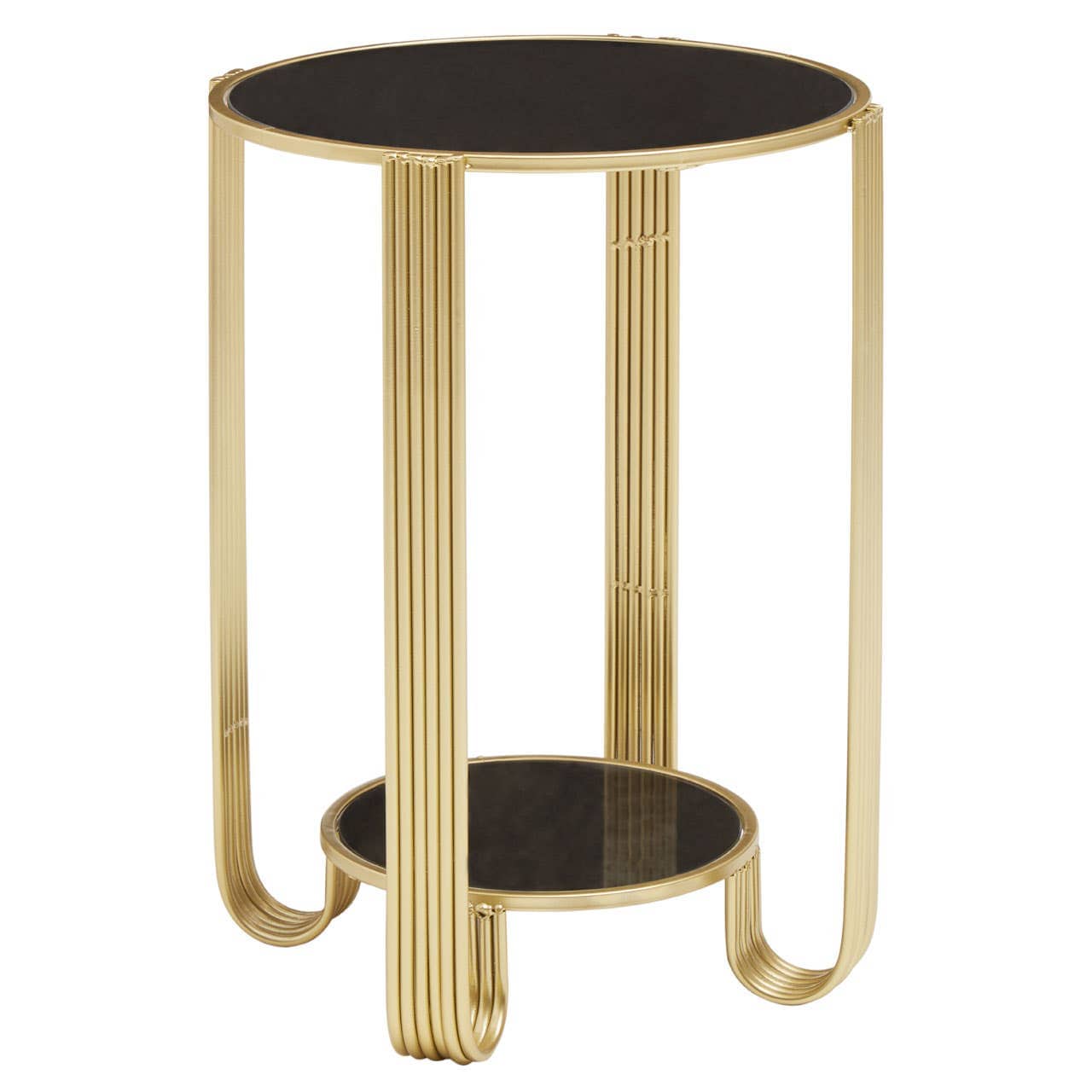 Noosa & Co. Living Jolie Round End Table Black Mirror And Gold Frame House of Isabella UK