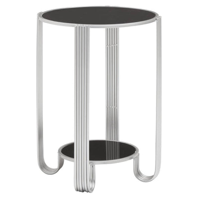 Noosa & Co. Living Jolie Round End Table Black Mirror And Silver Frame House of Isabella UK