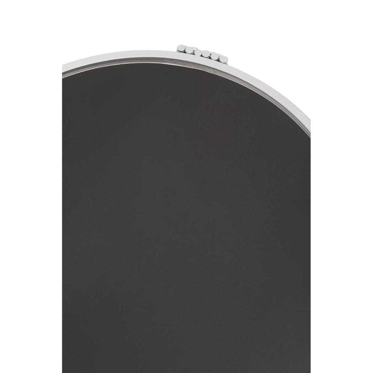 Jolie Round End Table Black Mirror And Silver Frame.