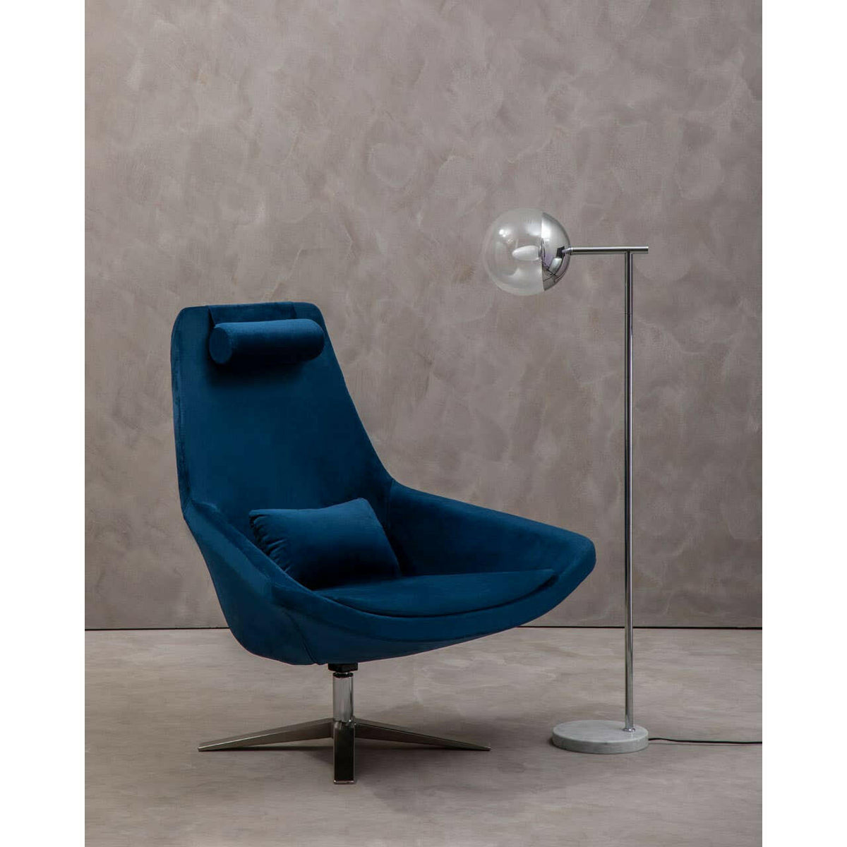 Kalo Navy Velvet Armchair.
