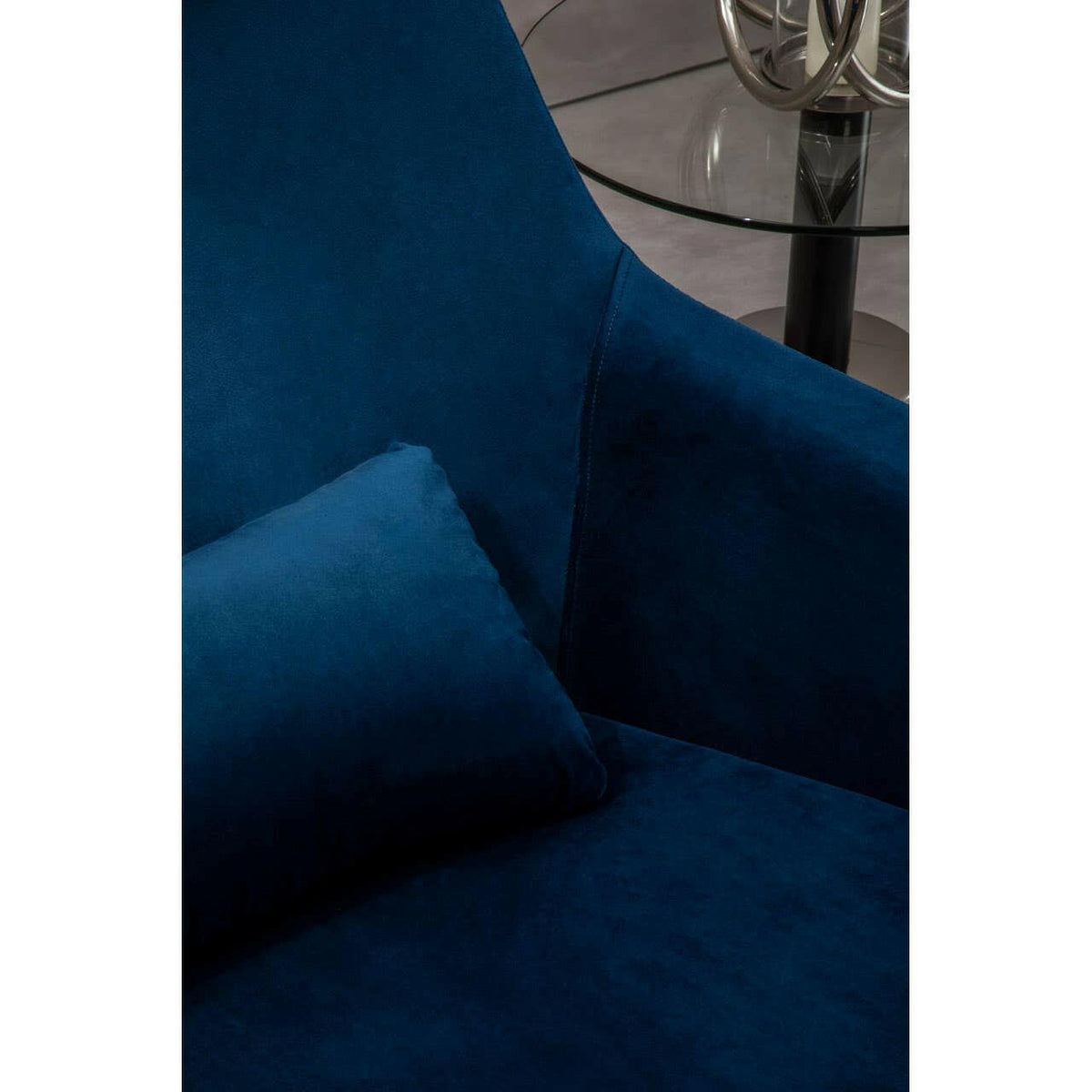 Kalo Navy Velvet Armchair.