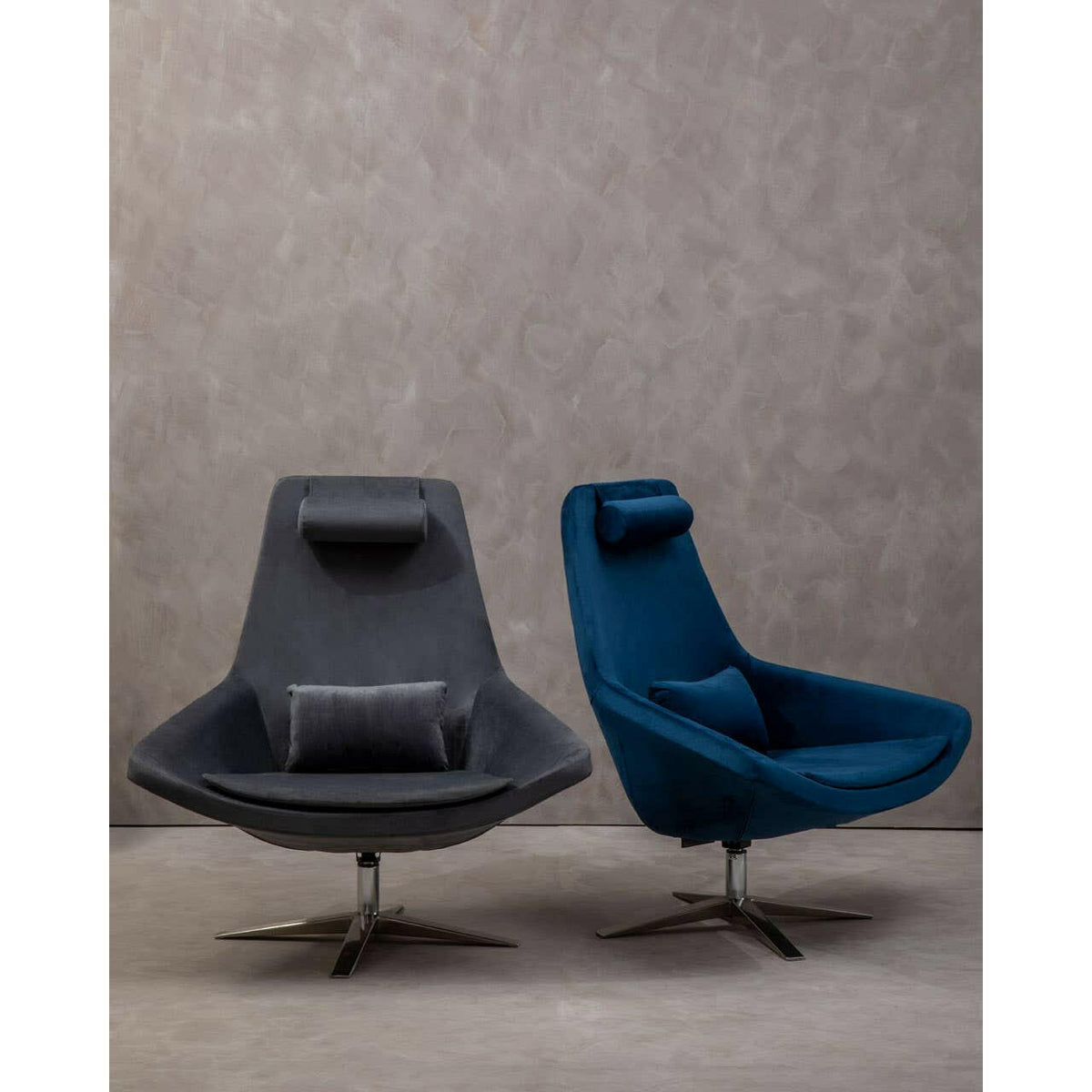 Kalo Navy Velvet Armchair.