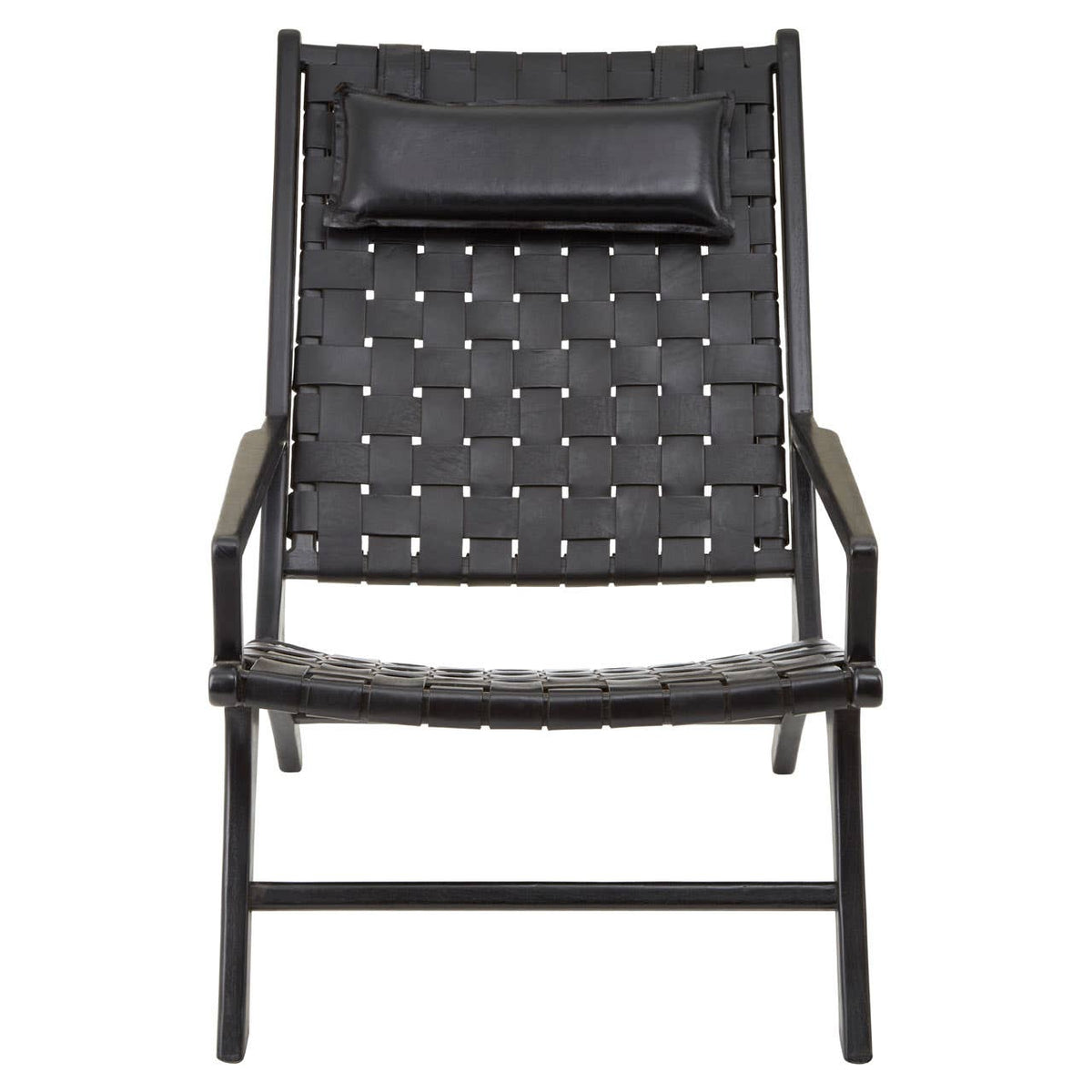 Kendari Black Leather Woven Chair.