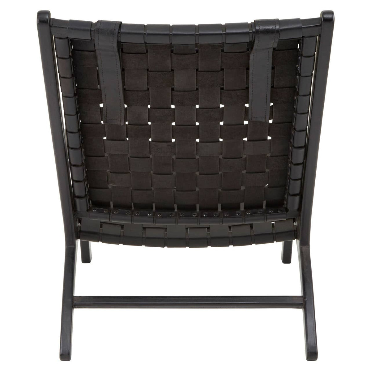 Kendari Black Leather Woven Chair.