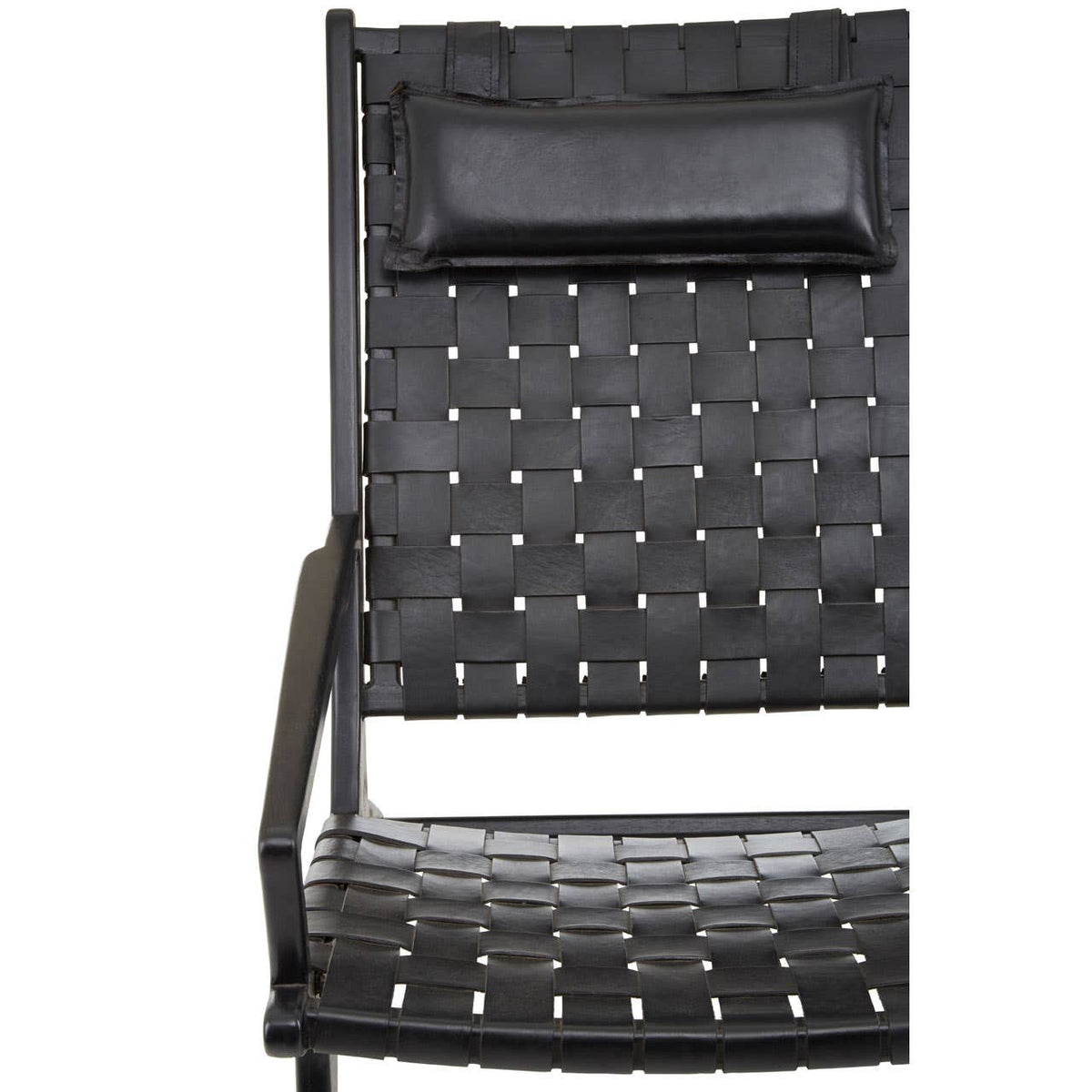 Kendari Black Leather Woven Chair.