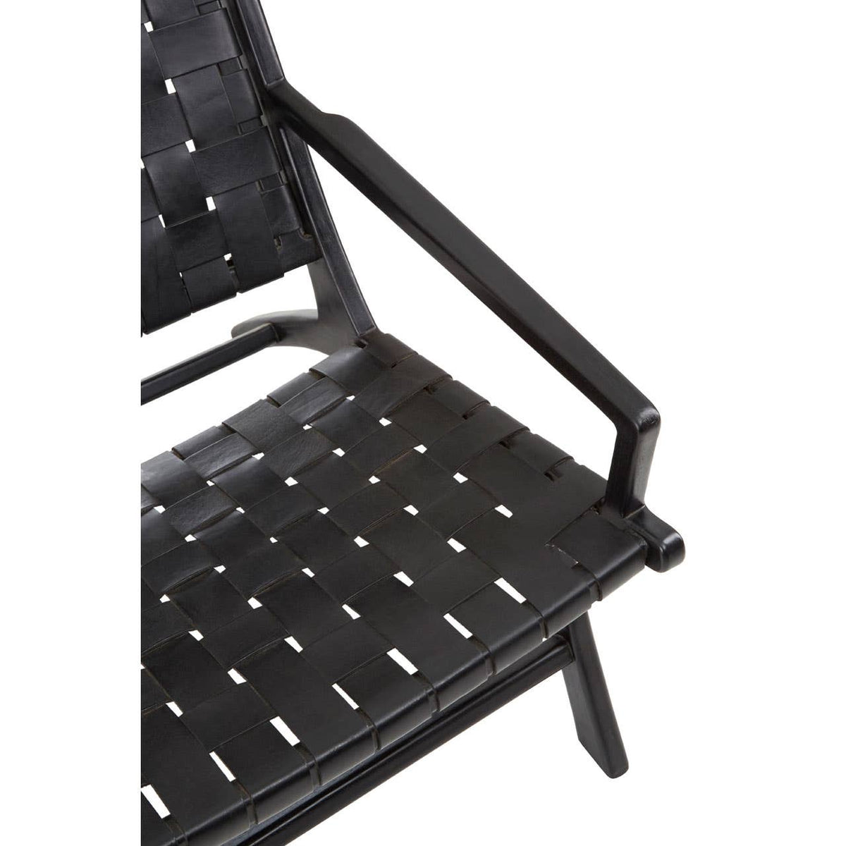 Kendari Black Leather Woven Chair.
