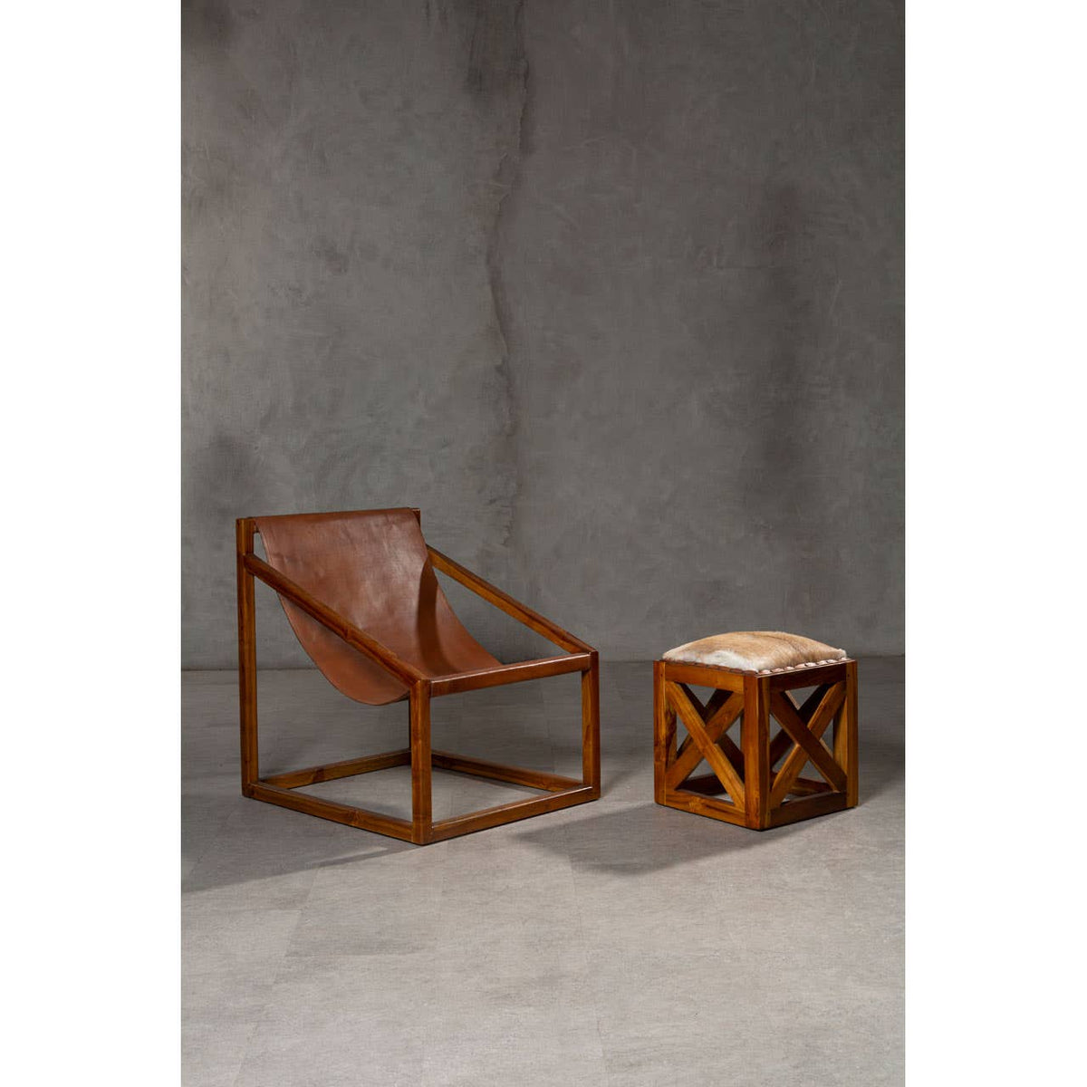 Kendari Brown Cubic Frame Chair.