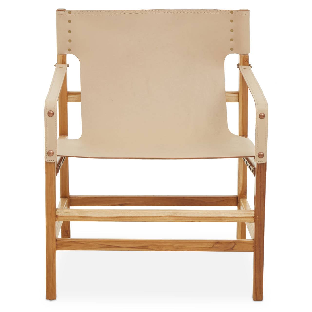 Noosa & Co. Living Kendari Cream Leather And Teak Wood Chair House of Isabella UK