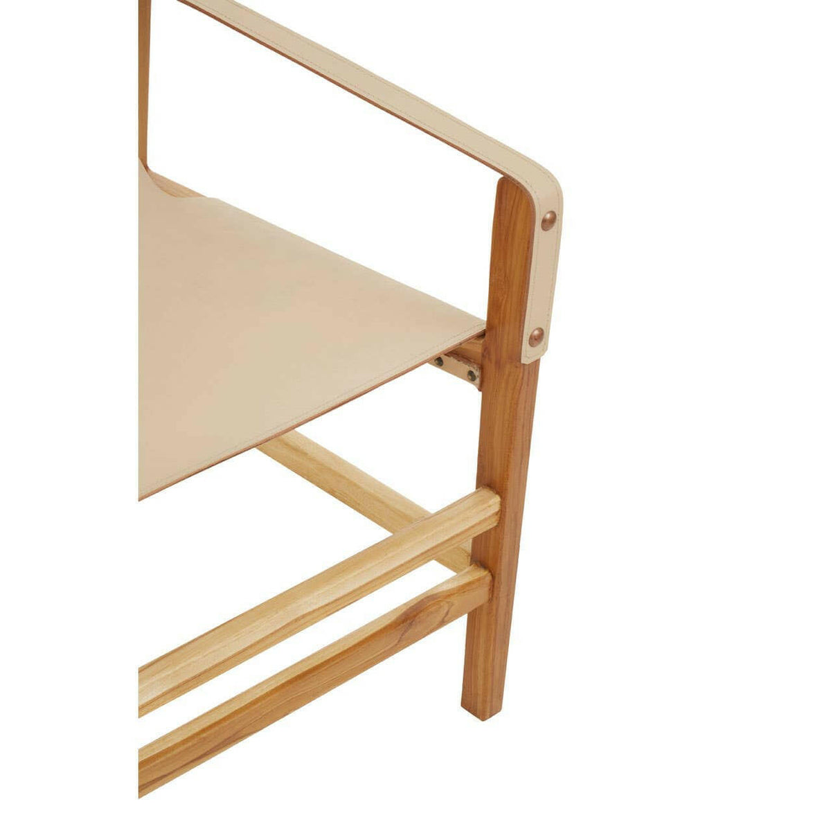 Kendari Cream Leather And Teak Wood Chair.