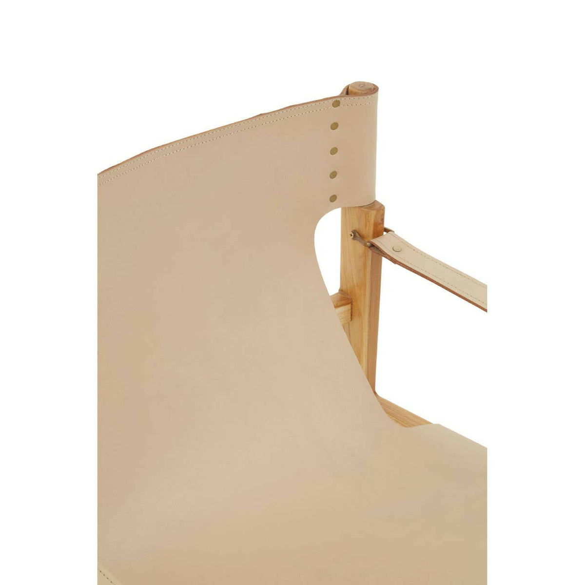 Kendari Cream Leather And Teak Wood Chair.