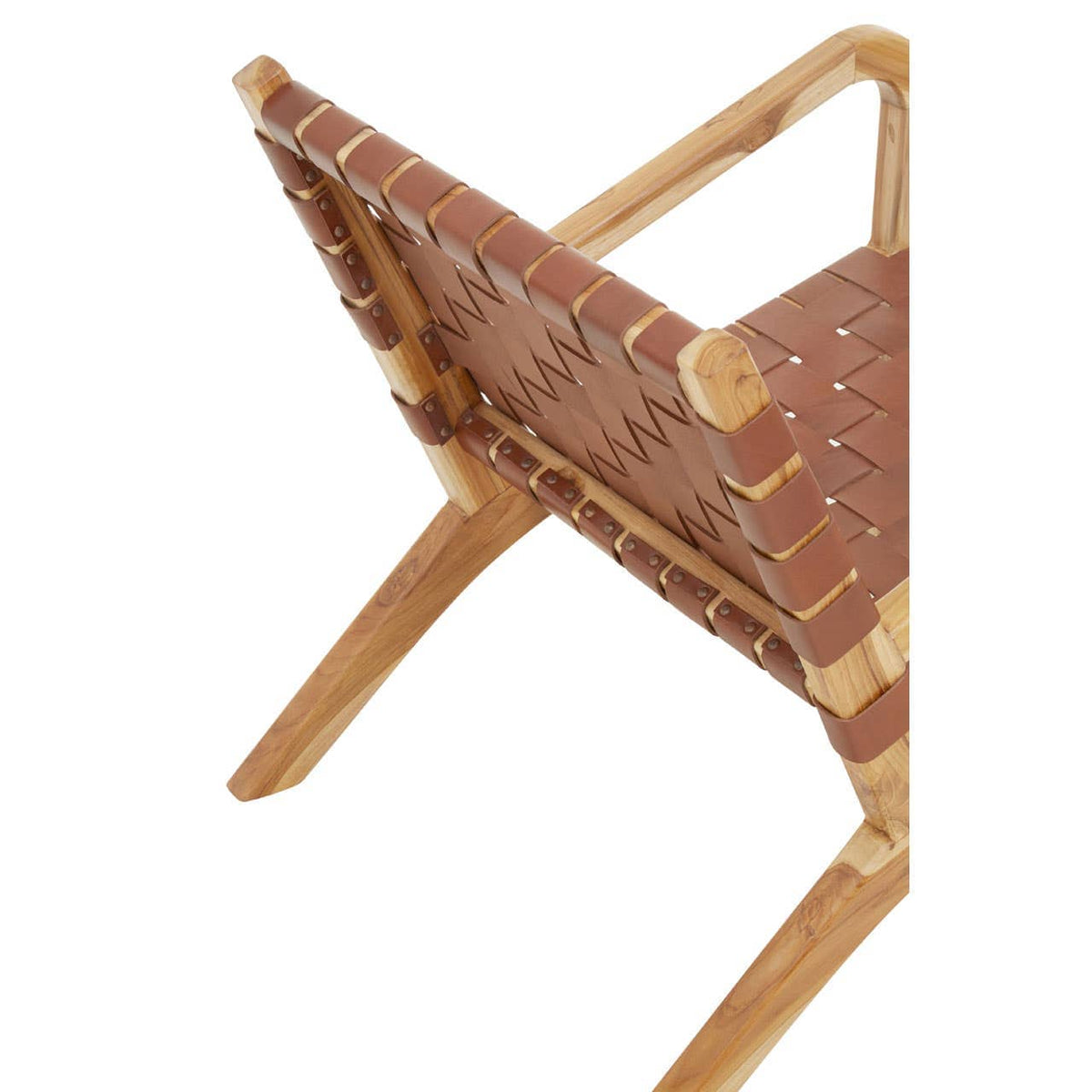 Kendari Dark Brown Leather And Teak Chair.